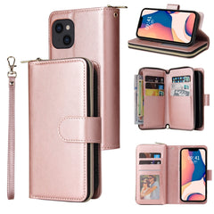 9 Card Slots Zipper Wallet Bag Leather Phone Case, For iPhone 14, For iPhone 14 Plus, For iPhone 14 Pro, For iPhone 14 Pro Max