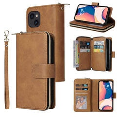 9 Card Slots Zipper Wallet Bag Leather Phone Case, For iPhone 14, For iPhone 14 Plus, For iPhone 14 Pro, For iPhone 14 Pro Max