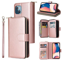 9 Card Slots Zipper Wallet Bag Leather Phone Case, For iPhone 14, For iPhone 14 Plus, For iPhone 14 Pro, For iPhone 14 Pro Max