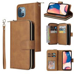 9 Card Slots Zipper Wallet Bag Leather Phone Case, For iPhone 14, For iPhone 14 Plus, For iPhone 14 Pro, For iPhone 14 Pro Max