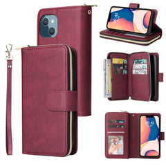 9 Card Slots Zipper Wallet Bag Leather Phone Case, For iPhone 14, For iPhone 14 Plus, For iPhone 14 Pro, For iPhone 14 Pro Max