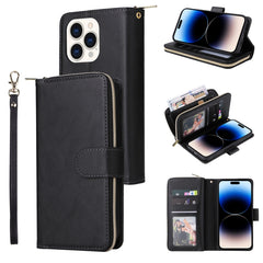 9 Card Slots Zipper Wallet Bag Leather Phone Case, For iPhone 14, For iPhone 14 Plus, For iPhone 14 Pro, For iPhone 14 Pro Max