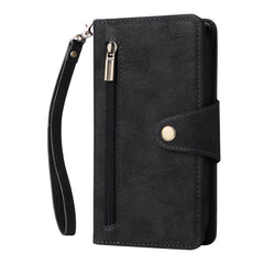 Rivet Buckle 9 Cards Three Fold Leather Phone Case, For iPhone 14, For iPhone 14 Plus, For iPhone 14 Pro, For iPhone 14 Pro Max