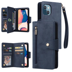 Rivet Buckle 9 Cards Three Fold Leather Phone Case, For iPhone 14, For iPhone 14 Plus, For iPhone 14 Pro, For iPhone 14 Pro Max