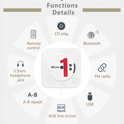 Kecag KC-808 Wall Mounted Bluetooth CD Player, KC-808 White, KC-808 Blue, KC-808 Black, KC-808 Pink