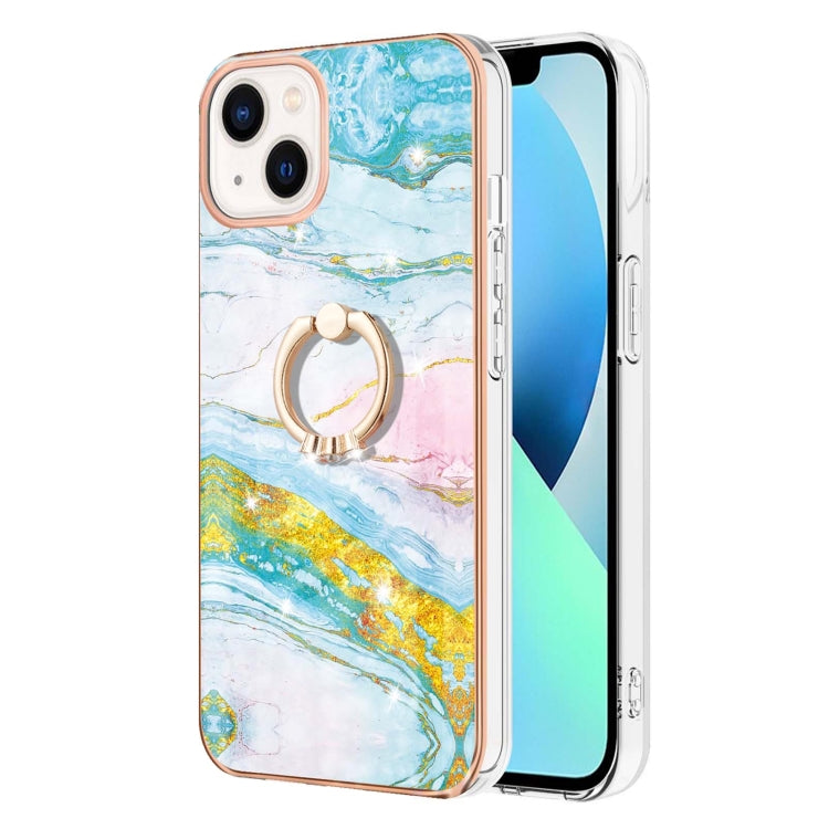 Electroplating Marble Pattern IMD TPU Shockproof Case with Ring Holder, For iPhone 14, For iPhone 14 Plus, For iPhone 14 Pro, For iPhone 14 Pro Max