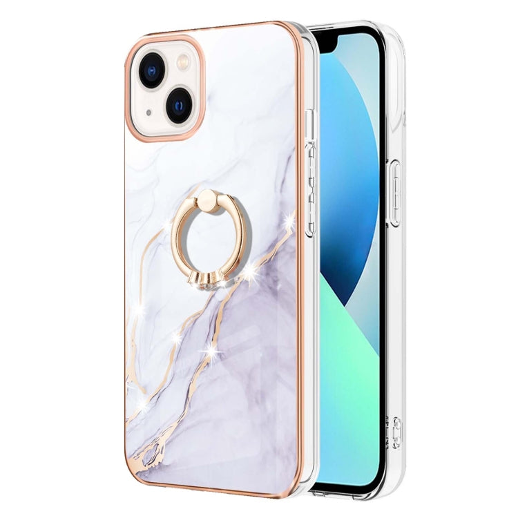 Electroplating Marble Pattern IMD TPU Shockproof Case with Ring Holder, For iPhone 14, For iPhone 14 Plus, For iPhone 14 Pro, For iPhone 14 Pro Max