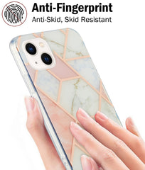 Electroplating Splicing Marble Flower Pattern Dual-side IMD TPU Shockproof Phone Case, For iPhone 14, For iPhone 14 Plus, For iPhone 14 Pro, For iPhone 14 Pro Max