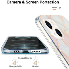 Electroplating Splicing Marble Flower Pattern Dual-side IMD TPU Shockproof Phone Case, For iPhone 14, For iPhone 14 Plus, For iPhone 14 Pro, For iPhone 14 Pro Max