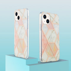 Electroplating Splicing Marble Flower Pattern Dual-side IMD TPU Shockproof Phone Case, For iPhone 14, For iPhone 14 Plus, For iPhone 14 Pro, For iPhone 14 Pro Max