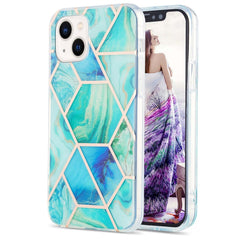 Electroplating Splicing Marble Flower Pattern Dual-side IMD TPU Shockproof Phone Case, For iPhone 14, For iPhone 14 Plus, For iPhone 14 Pro, For iPhone 14 Pro Max