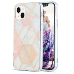 Electroplating Splicing Marble Flower Pattern Dual-side IMD TPU Shockproof Phone Case, For iPhone 14, For iPhone 14 Plus, For iPhone 14 Pro, For iPhone 14 Pro Max