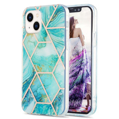 Electroplating Splicing Marble Flower Pattern Dual-side IMD TPU Shockproof Phone Case, For iPhone 14, For iPhone 14 Plus, For iPhone 14 Pro, For iPhone 14 Pro Max