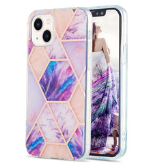 Electroplating Splicing Marble Flower Pattern Dual-side IMD TPU Shockproof Phone Case, For iPhone 14, For iPhone 14 Plus, For iPhone 14 Pro, For iPhone 14 Pro Max