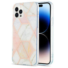 Electroplating Splicing Marble Flower Pattern Dual-side IMD TPU Shockproof Phone Case, For iPhone 14, For iPhone 14 Plus, For iPhone 14 Pro, For iPhone 14 Pro Max