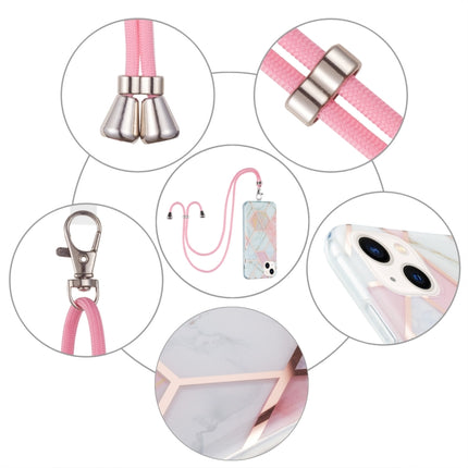 Electroplating Splicing Marble Pattern Dual-side IMD TPU Shockproof Case with Neck Lanyard, For iPhone 14, For iPhone 14 Plus, For iPhone 14 Pro, For iPhone 14 Pro Max