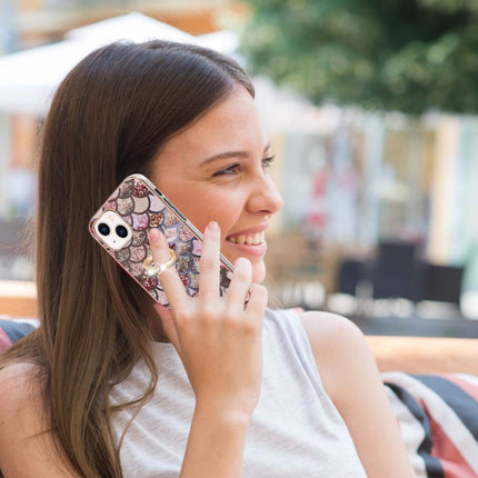 Electroplating Pattern IMD TPU Shockproof Case with Rhinestone Ring Holder, For iPhone 14, For iPhone 14 Plus, For iPhone 14 Pro, For iPhone 14 Pro Max