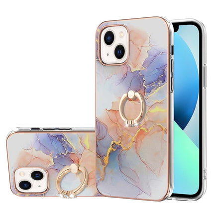 Electroplating Pattern IMD TPU Shockproof Case with Rhinestone Ring Holder, For iPhone 14, For iPhone 14 Plus, For iPhone 14 Pro, For iPhone 14 Pro Max