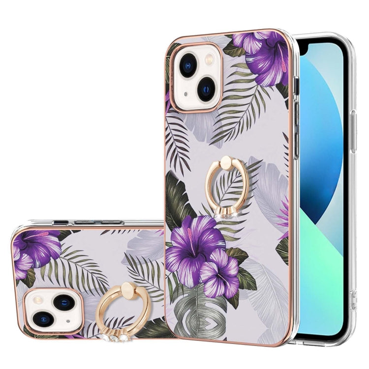 Electroplating Pattern IMD TPU Shockproof Case with Rhinestone Ring Holder, For iPhone 14, For iPhone 14 Plus, For iPhone 14 Pro, For iPhone 14 Pro Max