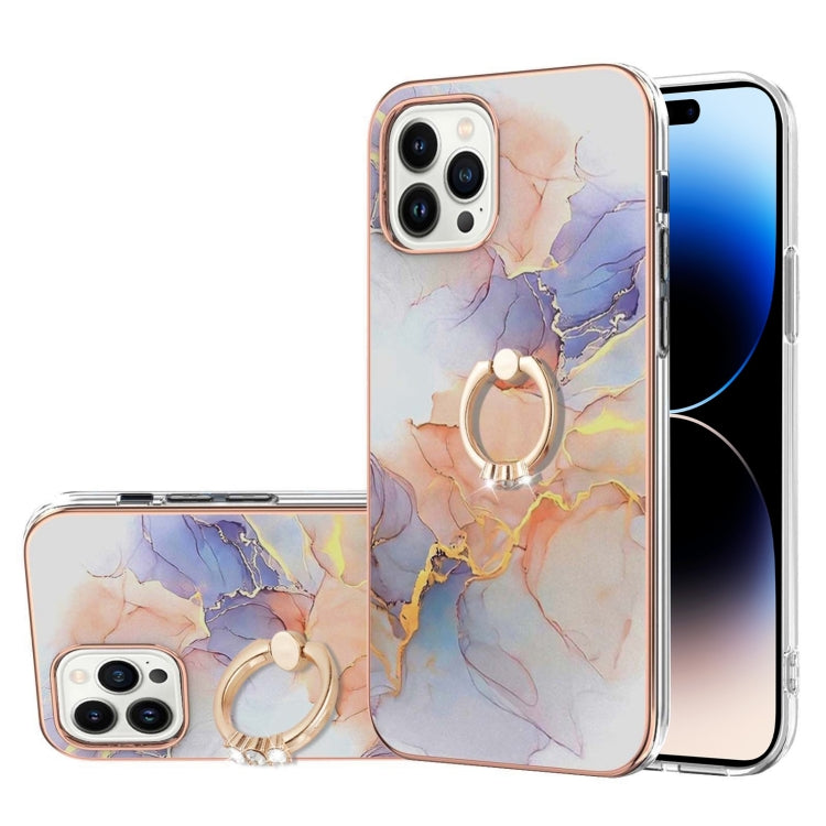 Electroplating Pattern IMD TPU Shockproof Case with Rhinestone Ring Holder, For iPhone 14, For iPhone 14 Plus, For iPhone 14 Pro, For iPhone 14 Pro Max