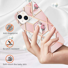 Electroplating Splicing Marble Flower Pattern TPU Shockproof Case, For iPhone 14, For iPhone 14 Plus, For iPhone 14 Pro, For iPhone 14 Pro Max