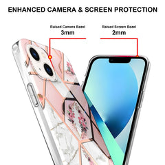 Electroplating Splicing Marble Flower Pattern TPU Shockproof Case, For iPhone 14, For iPhone 14 Plus, For iPhone 14 Pro, For iPhone 14 Pro Max