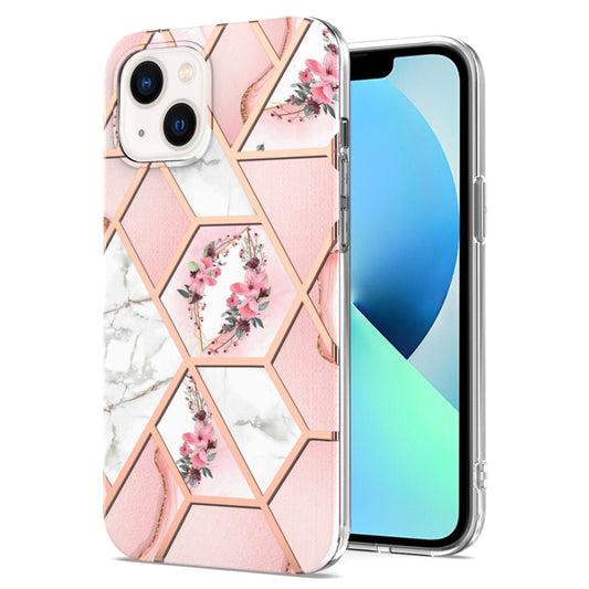 Electroplating Splicing Marble Flower Pattern TPU Shockproof Case, For iPhone 14, For iPhone 14 Plus, For iPhone 14 Pro, For iPhone 14 Pro Max