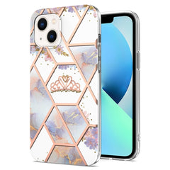 Electroplating Splicing Marble Flower Pattern TPU Shockproof Case, For iPhone 14, For iPhone 14 Plus, For iPhone 14 Pro, For iPhone 14 Pro Max