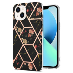 Electroplating Splicing Marble Flower Pattern TPU Shockproof Case, For iPhone 14, For iPhone 14 Plus, For iPhone 14 Pro, For iPhone 14 Pro Max