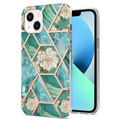 Electroplating Splicing Marble Flower Pattern TPU Shockproof Case, For iPhone 14, For iPhone 14 Plus, For iPhone 14 Pro, For iPhone 14 Pro Max