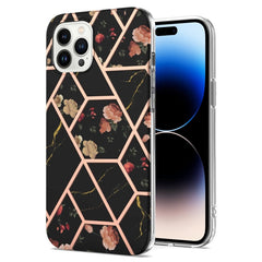 Electroplating Splicing Marble Flower Pattern TPU Shockproof Case, For iPhone 14, For iPhone 14 Plus, For iPhone 14 Pro, For iPhone 14 Pro Max