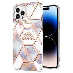 Electroplating Splicing Marble Flower Pattern TPU Shockproof Case, For iPhone 14, For iPhone 14 Plus, For iPhone 14 Pro, For iPhone 14 Pro Max