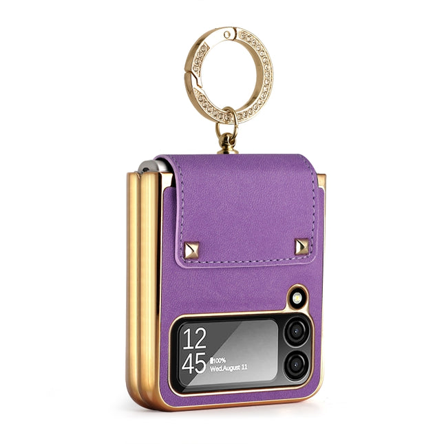 Colorful Leather + PC Phone Case with Ring, For Samsung Galaxy Z Flip4 5G, For Samsung Galaxy Z Flip3 5G