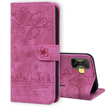 Cartoon Sakura Cat Embossed Leather Phone Case, For Xiaomi Poco F4 GT, For Xiaomi Poco M3 / Redmi 9T Global, For Xiaomi Poco X3 / X3 NFC, For Xiaomi Redmi K40 / K40 Pro