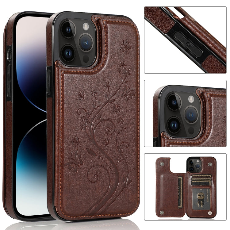 Butterflies Flowers Double Buckle Case, For iPhone 14 Pro Max, For iPhone 14 Pro