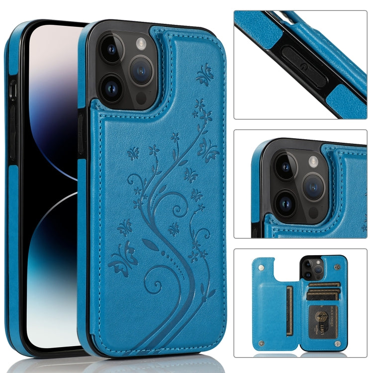 Butterflies Flowers Double Buckle Case, For iPhone 14 Pro Max, For iPhone 14 Pro