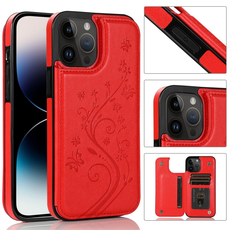 Butterflies Flowers Double Buckle Case, For iPhone 14 Pro Max, For iPhone 14 Pro