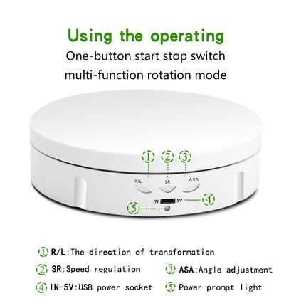 USB Electric Rotating Turntable Display Stand, Load: 10kg, 14.6cm Remote, 14.6cm Remote Mirror