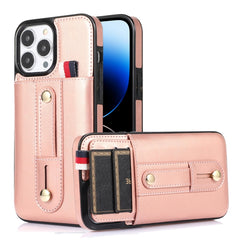 Wristband Kickstand Wallet Leather Phone Case, For iPhone 14 Pro Max, For iPhone 14 Pro, For iPhone 14, For iPhone 14 Plus