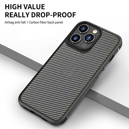 iPAKY Carbon Fiber Texture Shockproof PC + TPU Protective Phone Case, For iPhone 14 Pro Max, For iPhone 14 Pro, For iPhone 14 Plus, For iPhone 14