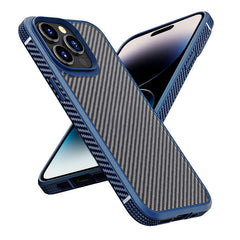 iPAKY Carbon Fiber Texture Shockproof PC + TPU Protective Phone Case, For iPhone 14 Pro Max, For iPhone 14 Pro, For iPhone 14 Plus, For iPhone 14