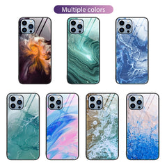 Marble Pattern Glass Protective Phone Case, For iPhone 13 Pro Max, For iPhone 13 Pro, For iPhone 13, For iPhone 14 Plus