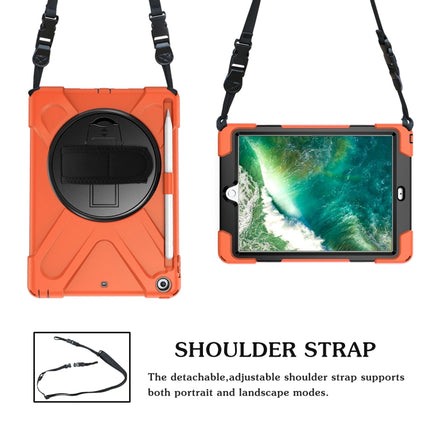 For iPad 9.7 (2018) & (2017) 360 Degree Rotation Silicone Protective Cover with Holder & Hand Strap & Long Strap & Pencil Slot, For iPad 9.7 (2018) & (2017)