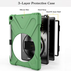 For iPad 9.7 (2018) & (2017) 360 Degree Rotation Silicone Protective Cover with Holder & Hand Strap & Long Strap & Pencil Slot, For iPad 9.7 (2018) & (2017)