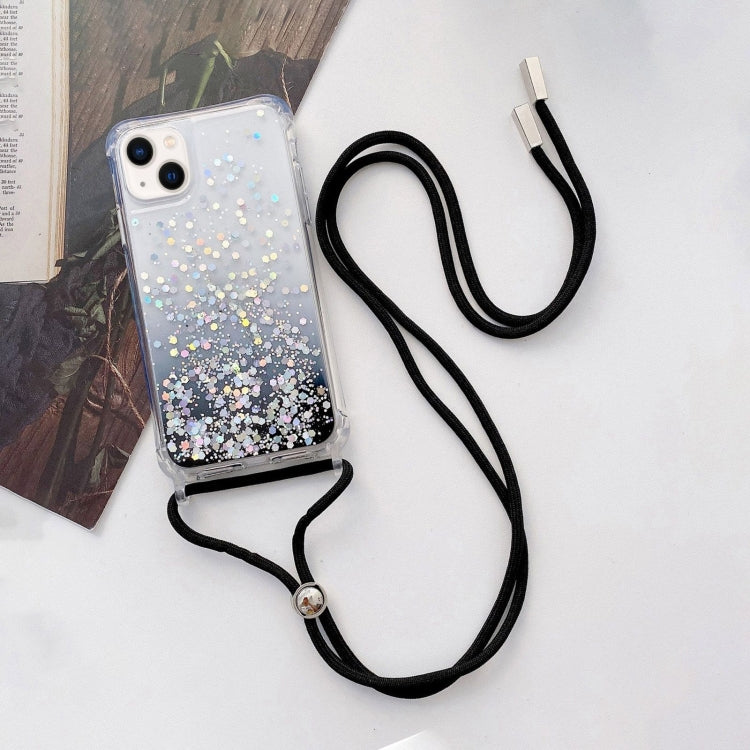 Lanyard Gradient Glitter Epoxy Case, For iPhone 14, For iPhone 14 Plus, For iPhone 14 Pro, For iPhone 14 Pro Max