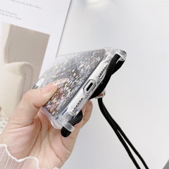 Lanyard Gradient Glitter Epoxy Case, For iPhone 14, For iPhone 14 Plus, For iPhone 14 Pro, For iPhone 14 Pro Max