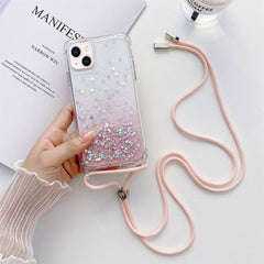 Lanyard Gradient Glitter Epoxy Case, For iPhone 14, For iPhone 14 Plus, For iPhone 14 Pro, For iPhone 14 Pro Max