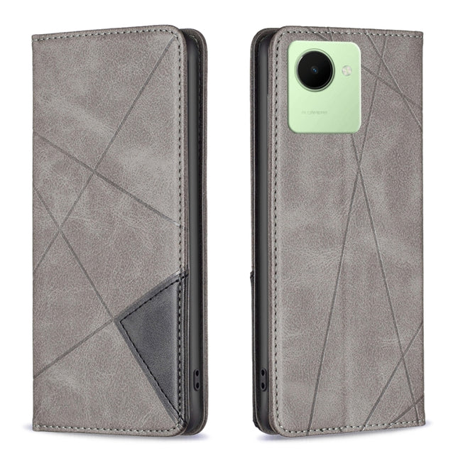 Prismatic Invisible Magnetic Leather Phone Case, For Realme C30