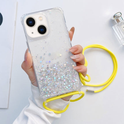 Lanyard Glitter Epoxy Clear Phone Case, For iPhone 14, For iPhone 14 Plus, For iPhone 14 Pro