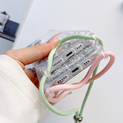 Lanyard Glitter Epoxy Clear Phone Case, For iPhone 14, For iPhone 14 Plus, For iPhone 14 Pro